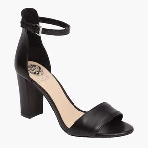 NIB VINCE CAMUTO "Corlina" Leather Open-Toe Ankle Strap Sandal (Black | 7.5M)